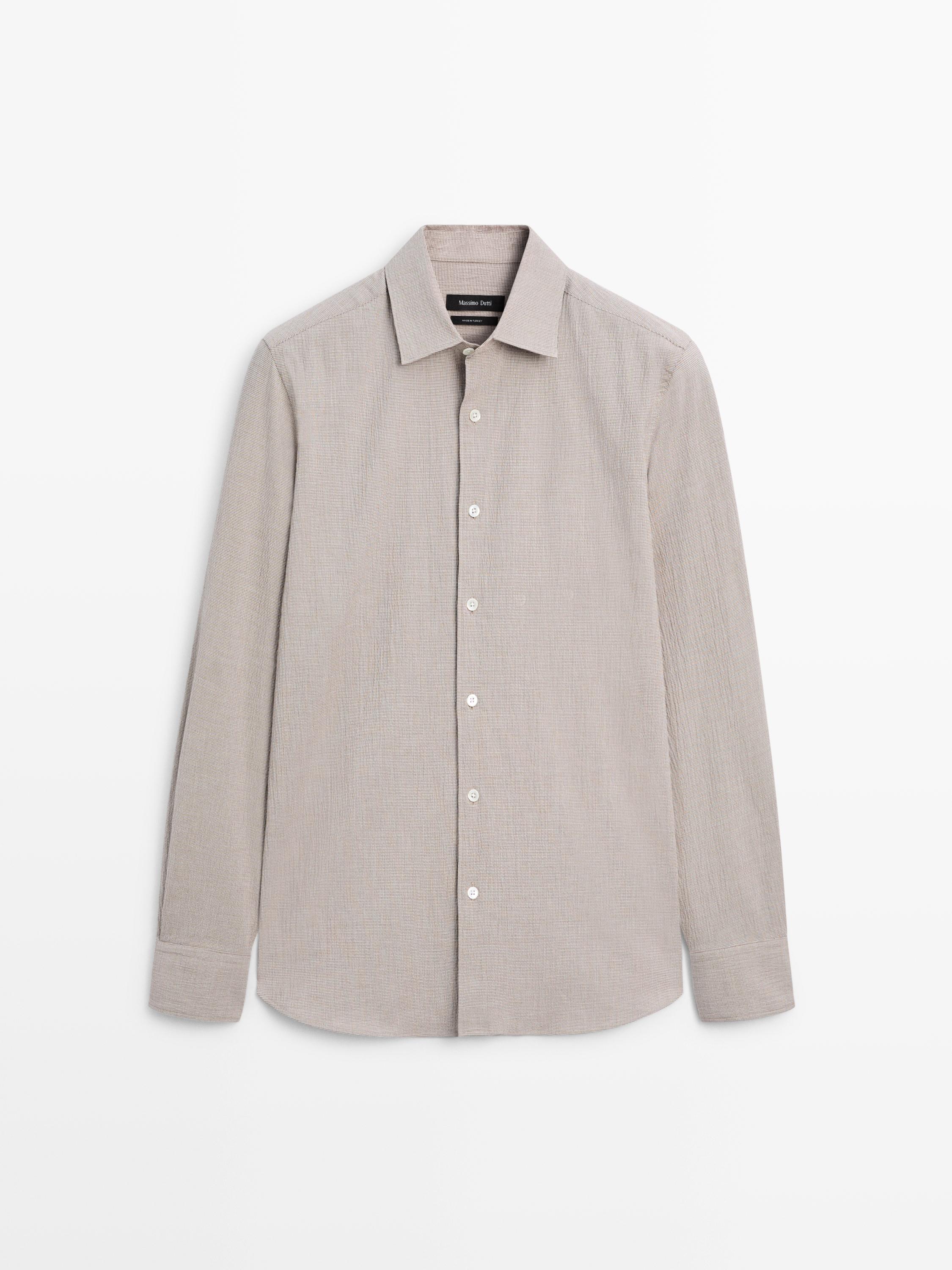 Houndstooth cotton blend shirt